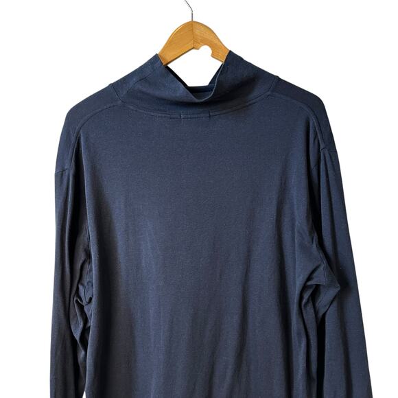Theory Mens Miller Turtleneck Pima Cotton Alpaca Blend Long Sleeve Tee Blue L - Picture 8 of 11